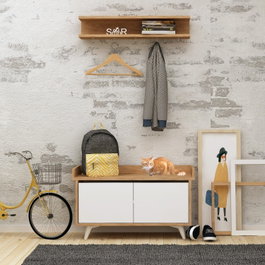 Hanah Home Recibidor Arasso Roble y Blanco